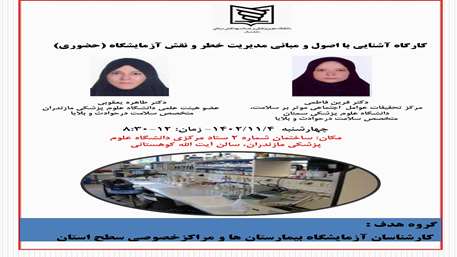  کارگاه آشنایی با اصول و مبانی مدیریت خطر و نقش آزمایشگاه 